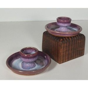 Blue Ridge Pottery Candlestick Holder Hand Made in Virginia USA Set of 2